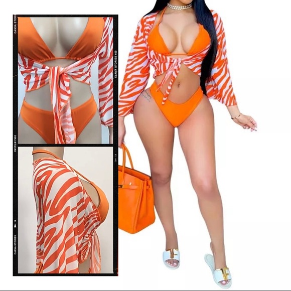 3 Pc Cheeky HiCut Triangle Bikini & Cover Up NWT - Picture 12 of 12